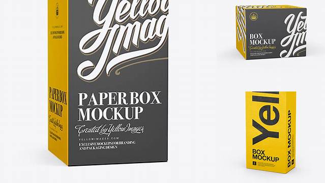 7008+ Matte Paper Box PSD Mockup 25° Angle Front View Eye-Level Shot Fully Layered Photoshop Freebie