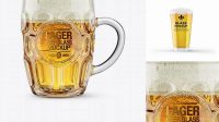 7014+ Britannia Glass With Lager Beer PSD Mockup Layered Photoshop Template