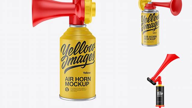 7016+ Portable Air Horn Matte Can PSD Mockup Half Side View Free Photoshop Mockup Design