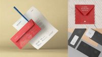 702+ Opened Paper Envelope With Paper PSD Mockup High-End Creative PSD Template