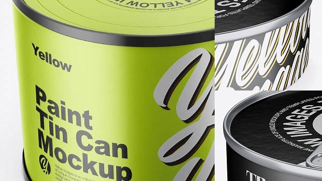 7021+ Metallic Tin Can PSD Mockup Front View High-Angle Shot PSD for Creative Projects