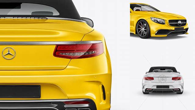 7023+ Mercedes-Benz S63 AMG Cabriolet PSD Mockup Back Half Side View Smart Layer PSD