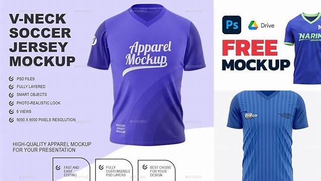 7024+ V-neck Jersey Mockup Free Easy Editable