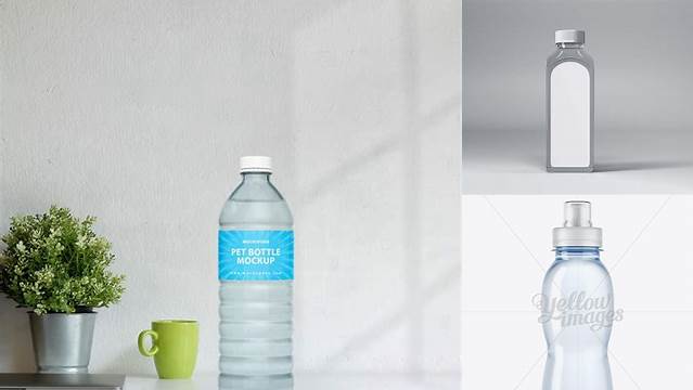 7025+ 330ml Plastic PET Bottle with Transparent Cap PSD Mockup Download Free Premium Design PSD