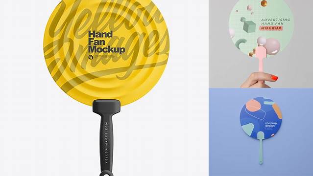 7025+ Plastic Hand Fan Mockup Free Include TIFF