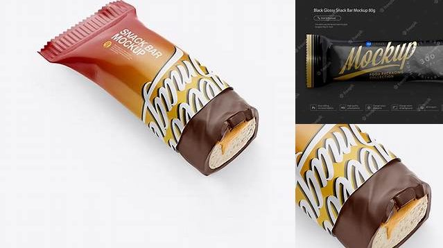 7027+ Opened Glossy Snack Bar PSD Mockup Half Side View Elegant and Versatile PSD Resource