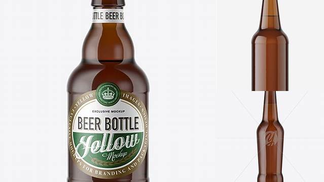 7029+ Amber Bottle with Light Beer 330ml Professional PSD Mockup