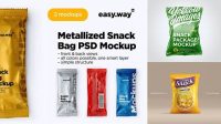 7031+ Matte Metallic Snack Bag PSD Mockup Download Customizable PSD