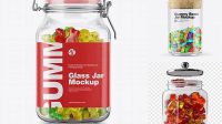 7033+ Gummy Bears Glass Jar PSD Mockup Customizable Photoshop Template