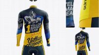 7034+ Men’s Full Cycling Kit with Cooling Sleeves PSD Mockup Back View Custom Graphic Mockup File