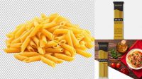 7034+ Penne Rigate Pasta PSD Mockup Front View Modern PSD Templates