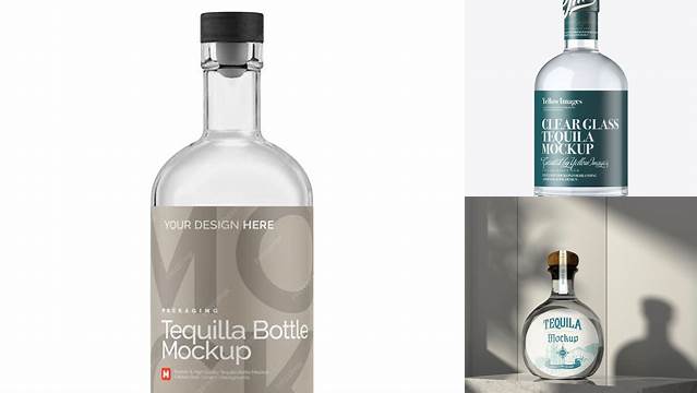 7035+ Oslo Tequila Bottle PSD Mockup Versatile Mockup for Designers