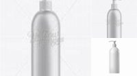 7036+ White Plastic Cosmetic Bottle with Batcher 500 ml Fully Customizable Photoshop Freebie