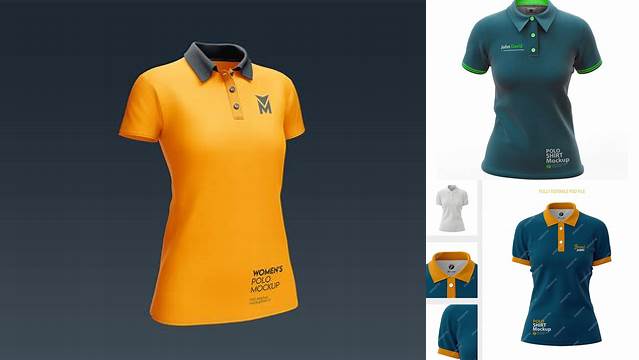 7037+ Female Polo Shirt Mockup Psd Free Download Advanced Photoshop Template