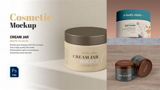 7040+ Clear Cosmetic Jar With Cream PSD Mockup Elegant Design Mockup PSD