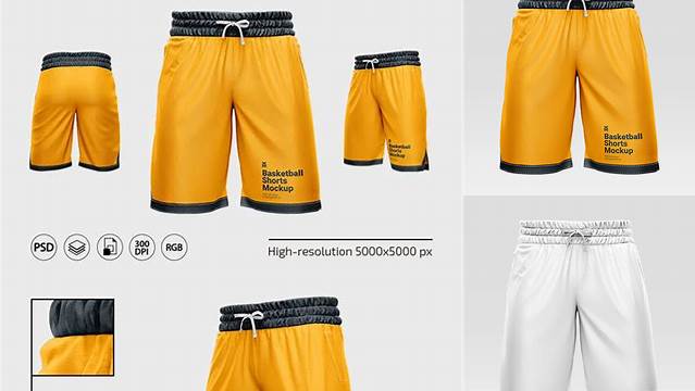 7041+ Men’s Basketball Shorts PSD Mockup Front Half Side View Premium Free Mockup PSD