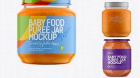 7042+ 141ml Babyfood Carrot Puree Jar PSD Mockup PSD Free Download