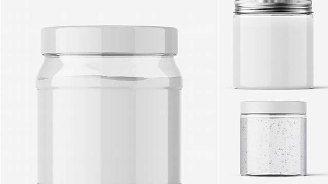 7043+ Clear Glass Jar With White Gel PSD Mockup Include TIFF