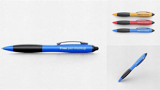 7047+ Paper With Pen PSD Mockup Top View Free Smart Object Templates