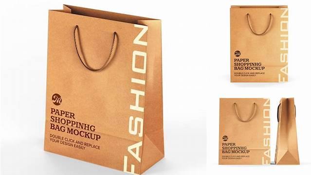 7048+ Kraft Paper Shopping Bag With Rope Handle PSD Mockup Layered PSD File Free Download