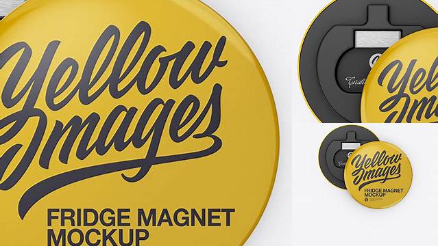 7048+ Two Glossy Round Fridge Magnets PSD Mockup Modern Free PSD Template