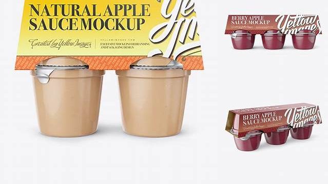 705+ Berry Apple Sauce 4-6 Oz. Cups PSD Mockup Front View Download Premium PSD Resource