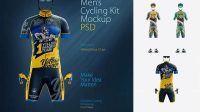 705+ Full Men's Cycling Kit PSD Mockup Back View Custom Graphic Mockup File