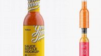 7051+ Hot Chilli Sauce Bottle with Shrink Band PSD Mockup High-End Photoshop Mockup