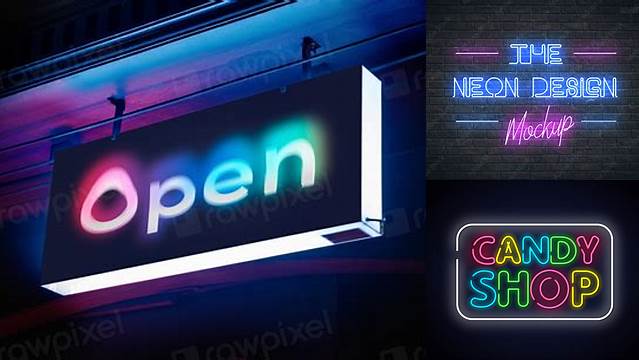 7051+ Online Neon Sign Mockup Include TIFF