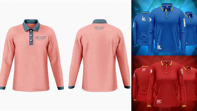 7054+ Long Sleeve Polo Shirt Mockup Psd Free Stylish Free PSD