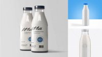 7058+ 500ml Glear Glass Bottle With Milk PSD Mockup Versatile Mockup for Designers