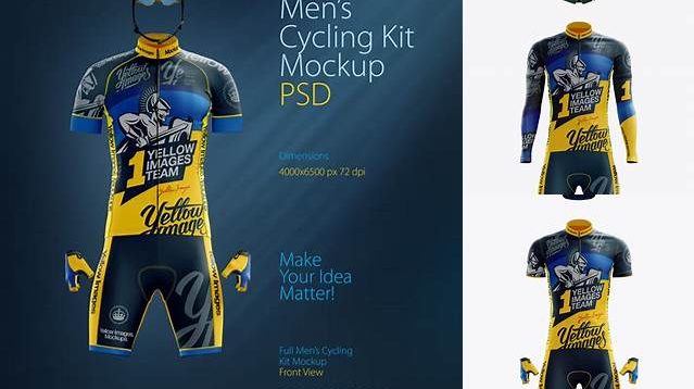 706+ Men’s Full Cycling Kit PSD Mockup Front View Premium Design Freebie