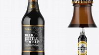 7060+ Amber Glass Stout Beer Bottle PSD Mockup Elegant and Versatile PSD Resource