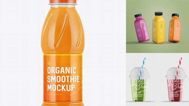 7060+ Plastic Bottle with Carrot Smoothie PSD Mockup Custom Graphic Resource Free Download