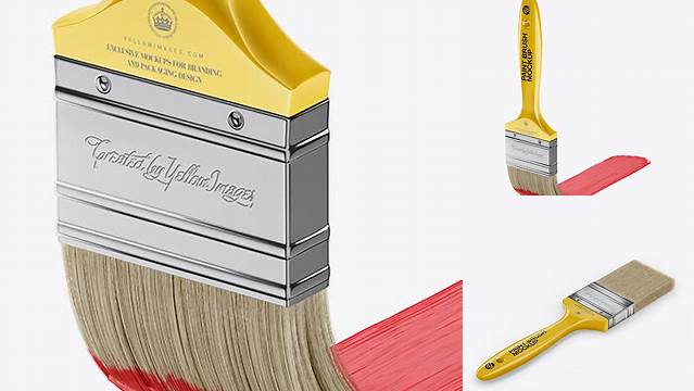 7061+ Brush With Glossy Grip & Paint Strip PSD Mockup Versatile and Elegant PSD File