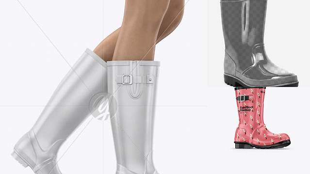 7061+ Rain Boots PSD Mockup Half Side View Modern Free PSD Template