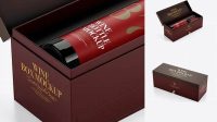 7062+ Wine Box PSD Mockup Halfside View High-Angle Shot Exclusive Editable PSD File