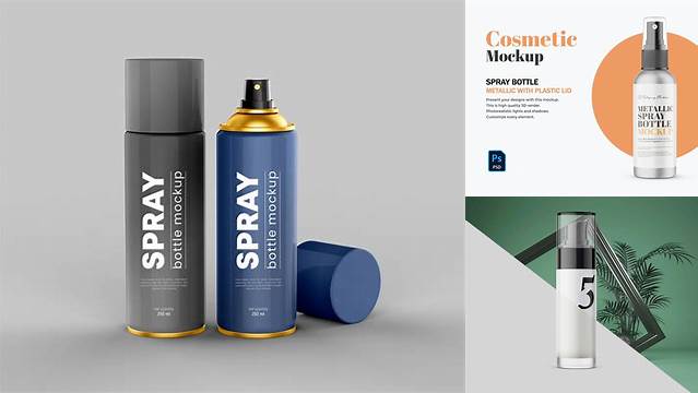 7065+ Metallic Spray Bottle PSD Mockup Free PSD for Designers