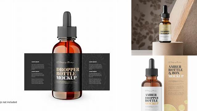 7065+ Open Amber Bottle With Dropper PSD Mockup High-End PSD Download