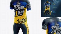 7066+ Men’s Cycling Kit PSD Mockup Back Half Side View Exclusive and Stylish Design PSD