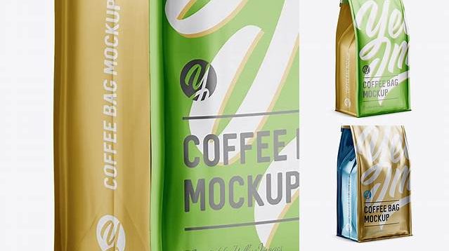 7068+ Matte Metallic Coffee Bag with a Tin-Tie PSD Mockup Halfside View Exclusive PSD Design Freebie