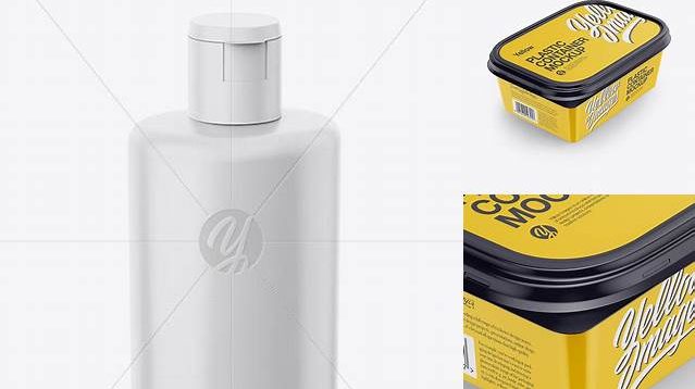 7068+ Matte Plastic Bottle Half Side View High-Angle Shot Professional Quality Freebie PSD File