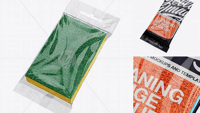 707+ Flow-Pack With Scourge Sponge PSD Mockup Halfside View High Angle PSD Download