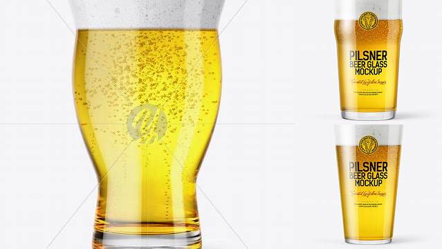 707+ Revival Glass With Pilsner Beer PSD Mockup For Free Download