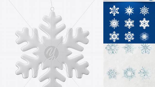 7071+ Glossy Snowflake PSD Mockup Front View PSD Free Download