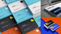 7073+ Two Stacks of Business Cards PSD Mockup Half Side View Exclusive Free PSD Mockups