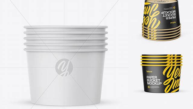 7075+ 5 Matte Paper Buckets PSD Mockup High-Quality Creative PSD