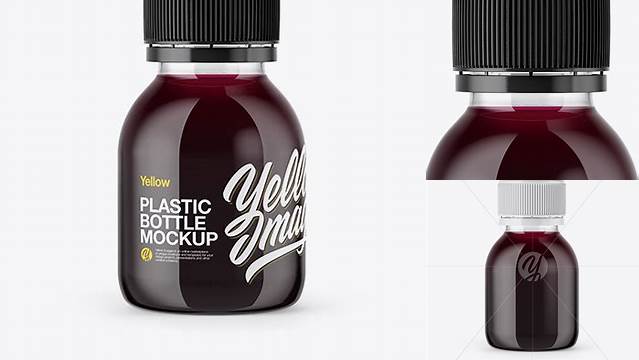 7075+ 60ml Plastic Bottle with Berries Soft Drink PSD Mockup Layered PSD File Free Download