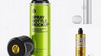 7075+ Opened Metallic Spray Bottle With Transparent Cap PSD Mockup Free Design Resource