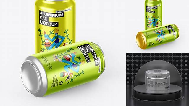 7075+ Two Aluminium Cans With Metallic Finish PSD Mockup Download Premium Free PSD